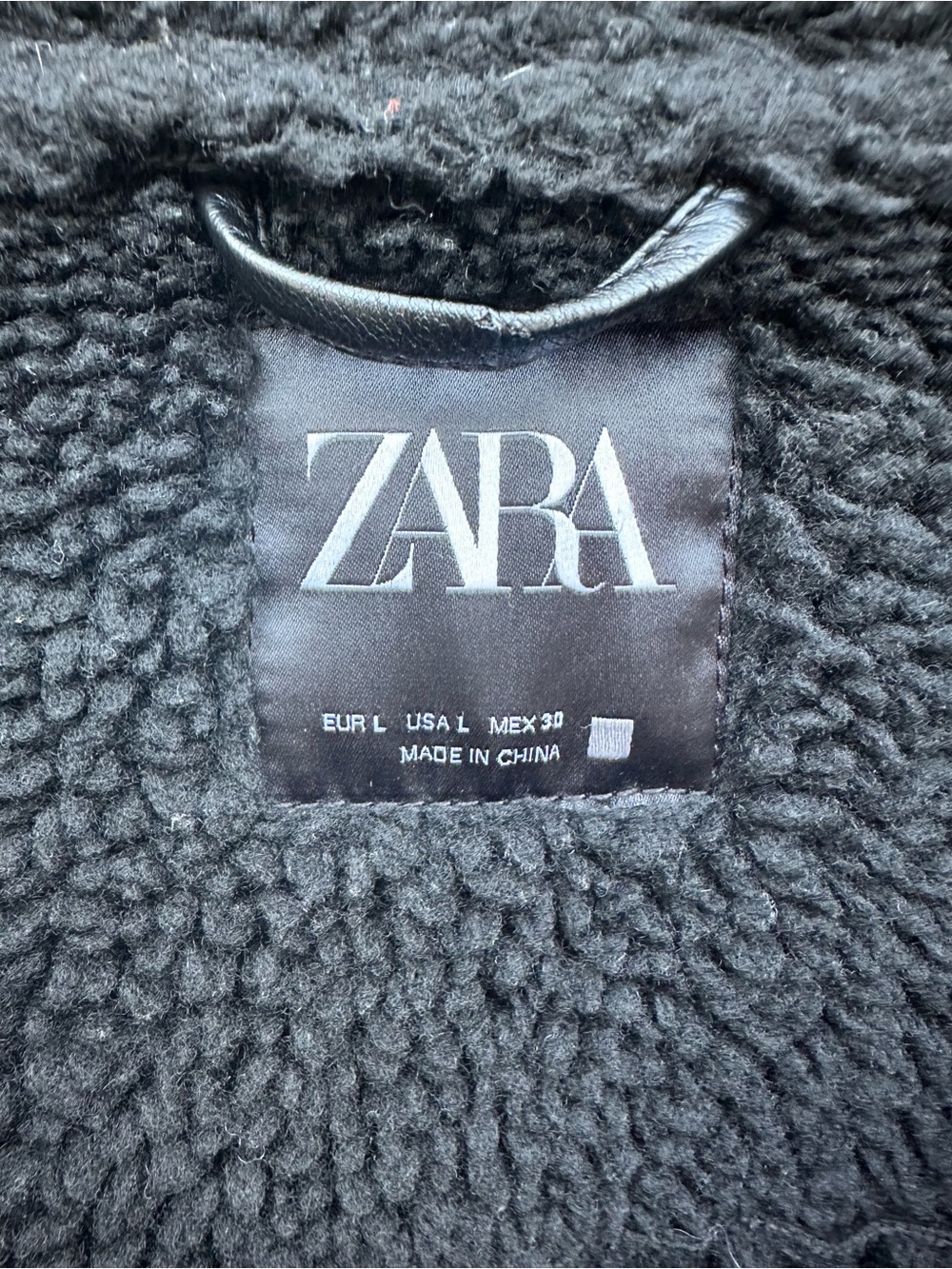ZARA Black Shearling Aviator Jacket – Size L - Picture 7 of 9